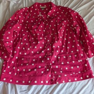 CJ Banks Pink and White Jacket with Square.Dots